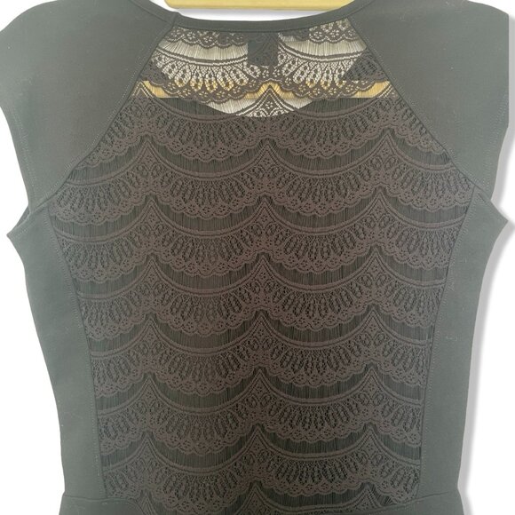 French Connection Black Lace Panel LBD – Size 10 Cocktail Sheath Dress - Picture 5 of 7
